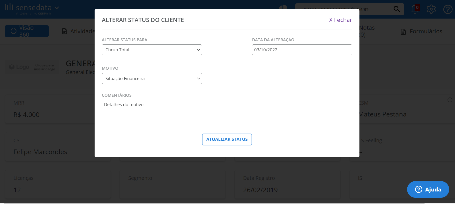 Criar e editar clientes e contratos diretamente no SenseData